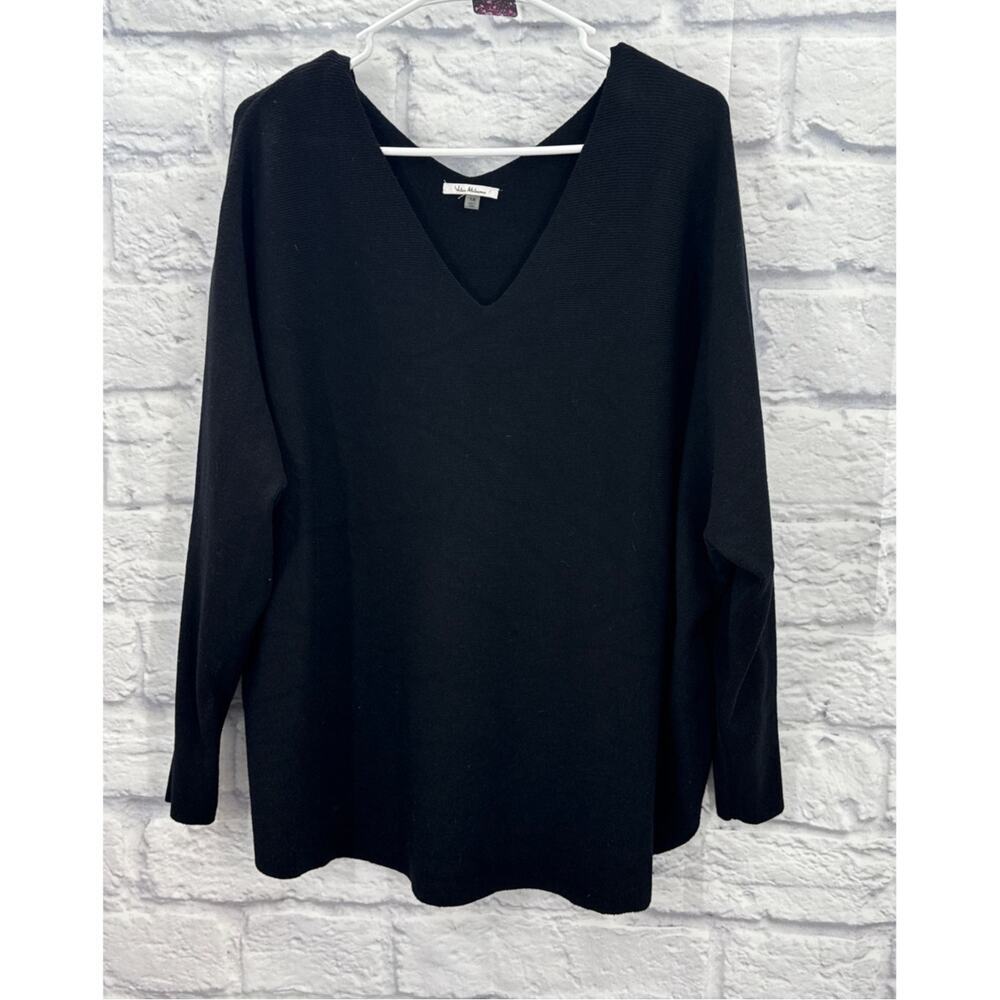Vila Milano Womens Black Long Sleeved Sweater Tunic Top 1X